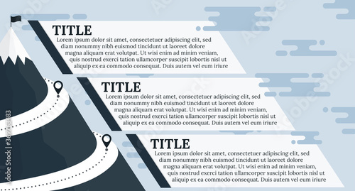 Mountain infographic route to peak