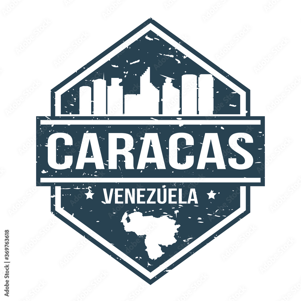 Caracas Venezuela Travel Stamp Icon Skyline City Design Tourism Badge Rubber.