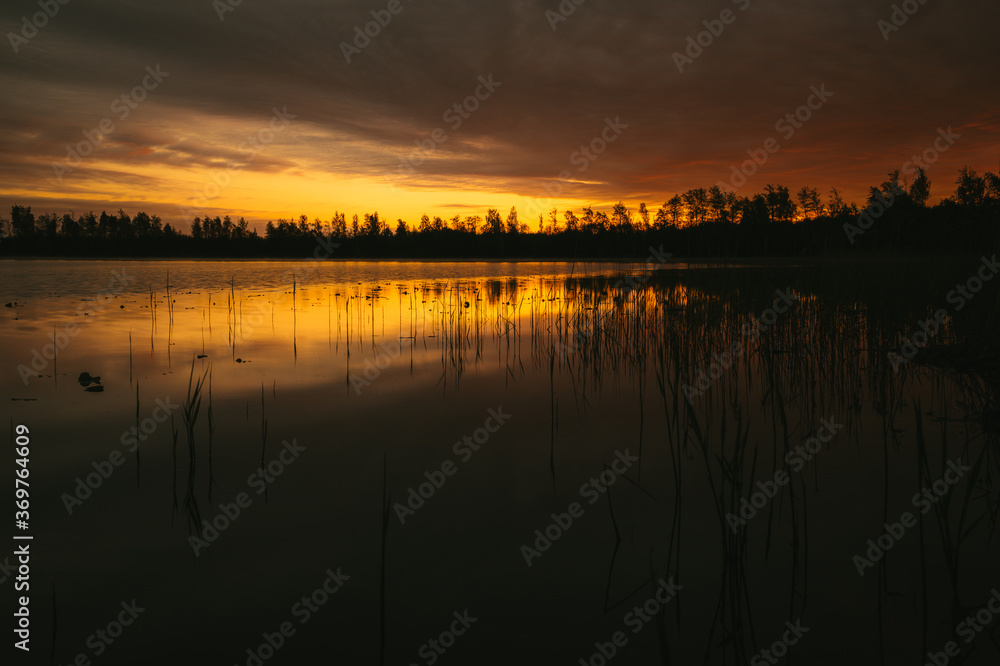 sunrise over the lake