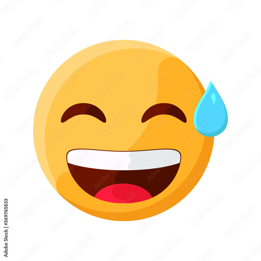 Laughing Happy Fun Eyes Closed Sweat Face Emoji Flat Icon Illustration Creative Stylish Design Vector Laughing Happy Fun Eyes Closed Sweat Face Emoji Flat Icon Illustration Creative Stylish Design Vector