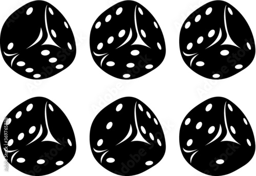 Vector illustration of the black dice with white dots set