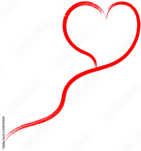 Red heart - outline drawing for an emblem or logo. Template for greeting card for Valentine's Day.