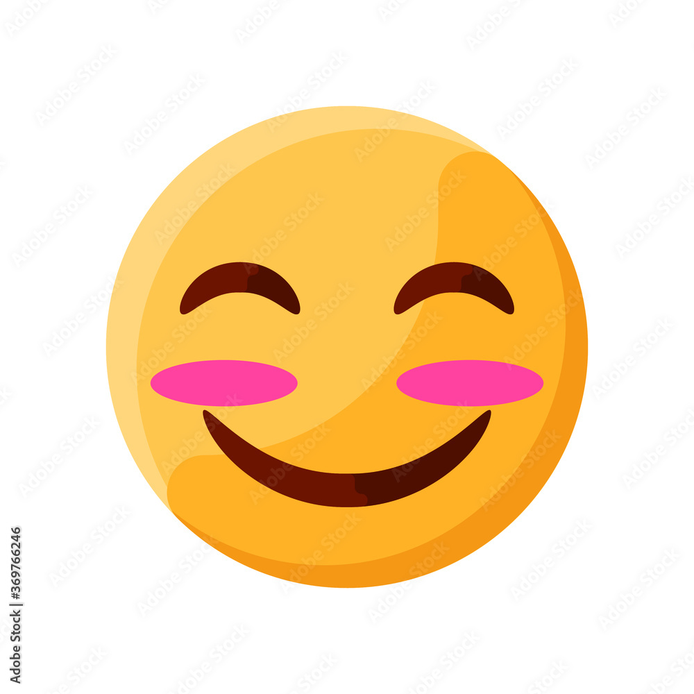 Smiling Blushing Happy Fun Face Emoji Flat Icon Illustration Creative Stylish Design Vector Smiling Blushing Happy Fun Face Emoji Flat Icon Illustration Creative Stylish Design Vector