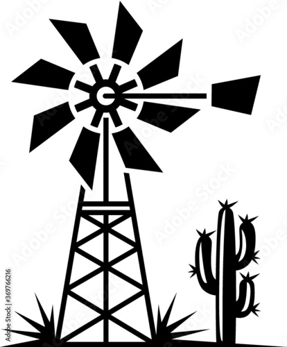Vector illustration of the vintage windmill