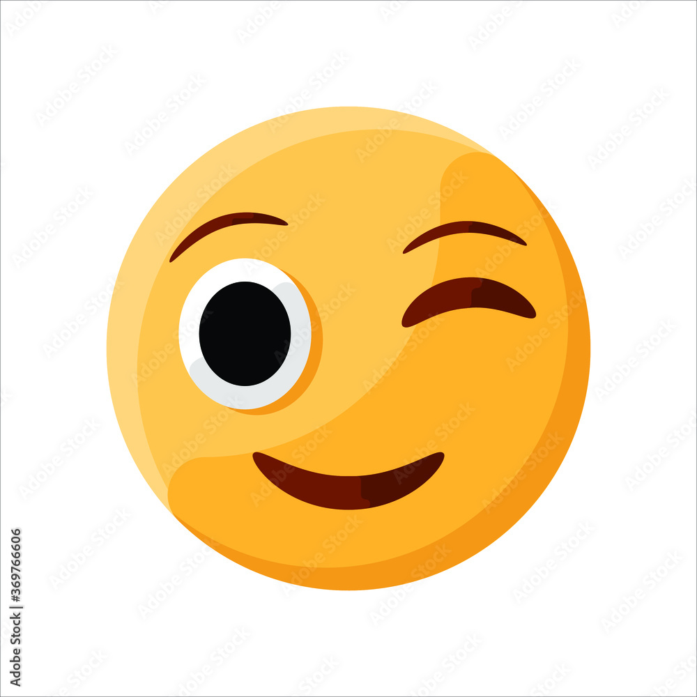 Fototapeta premium Winking Face Emoji Flat Icon Illustration Creative Stylish Design Vector