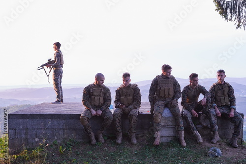 soldiers squad relaxing