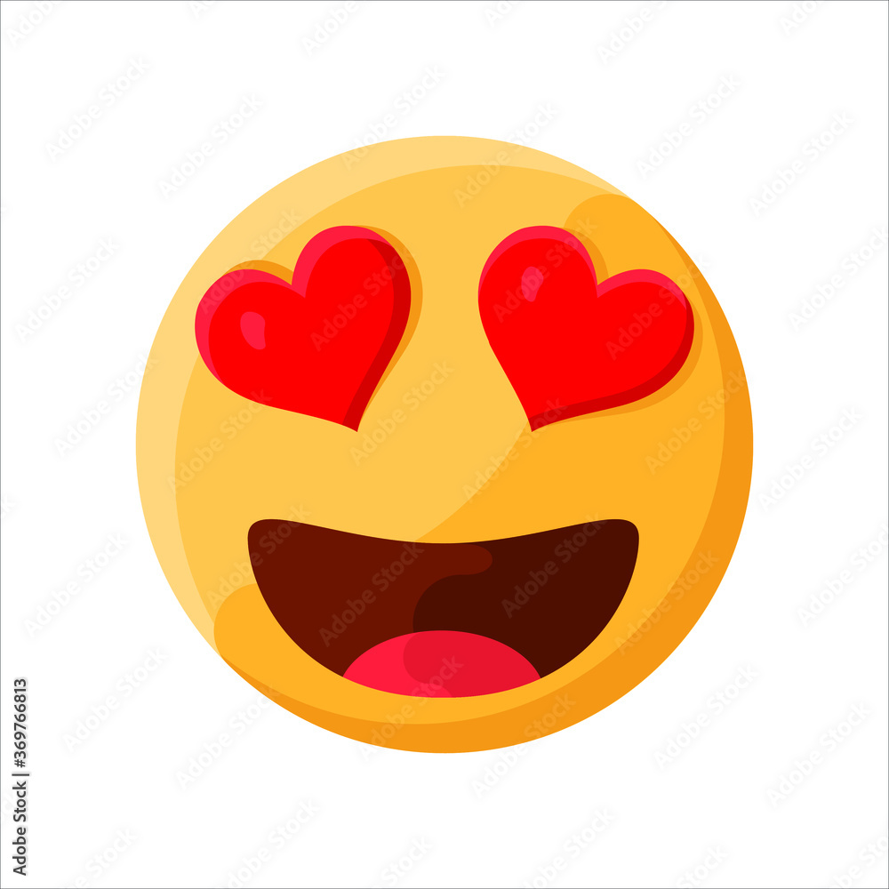 Happy Face Love Eyes Face Emoji Flat Icon Illustration Creative Stylish Design Vector Happy Face Love Eyes Face Emoji Flat Icon Illustration Creative Stylish Design Vector