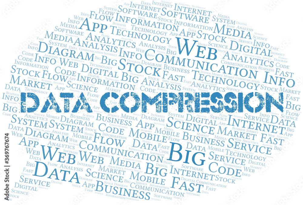 Data Compression vector word cloud, made with text only.
