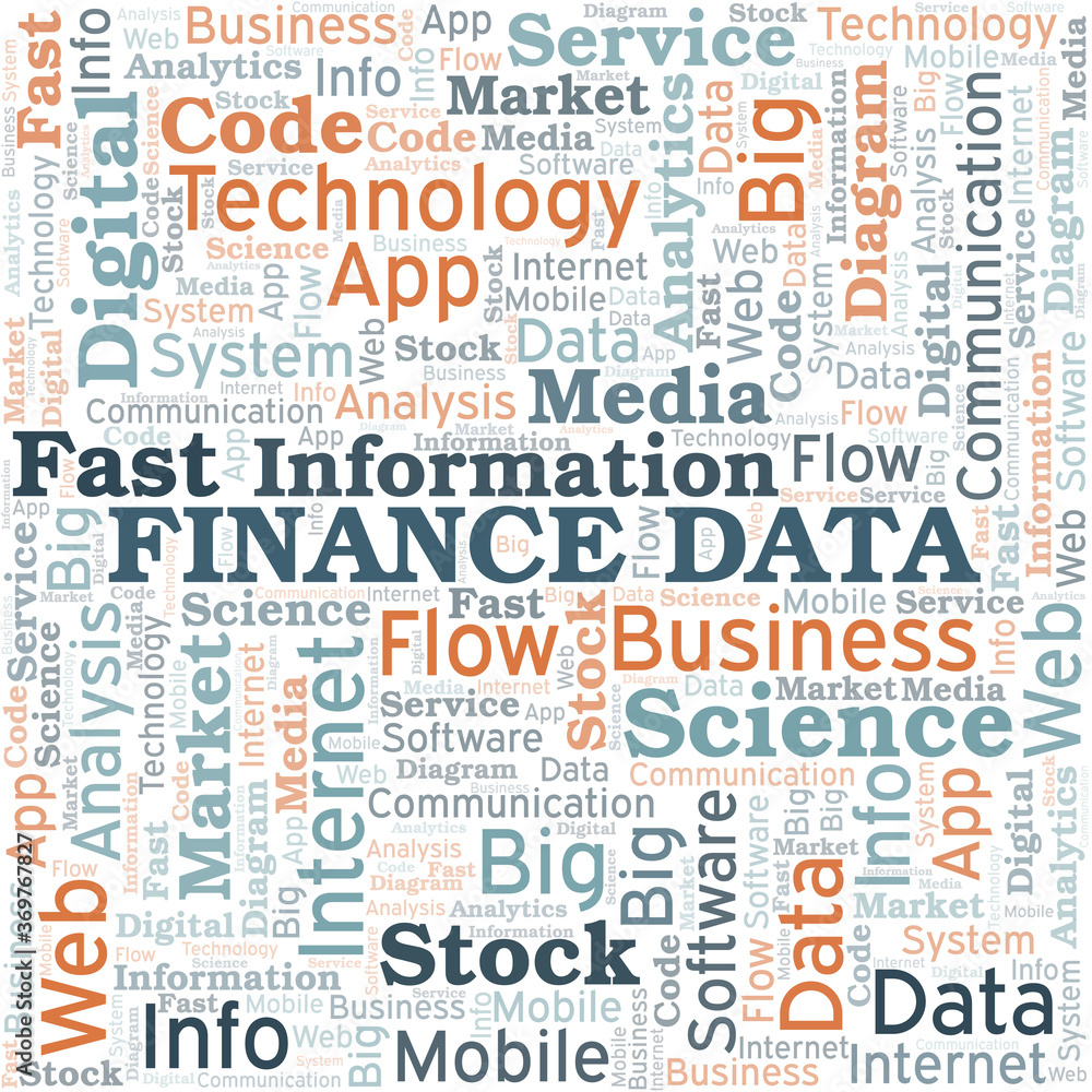 Finance Data vector word cloud, made with text only. Finance Data vector word cloud, made with text only.
