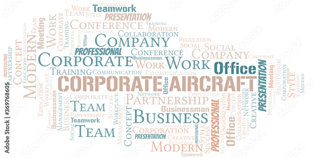 Fototapeta premium Corporate Aircraft vector word cloud, made with text only.