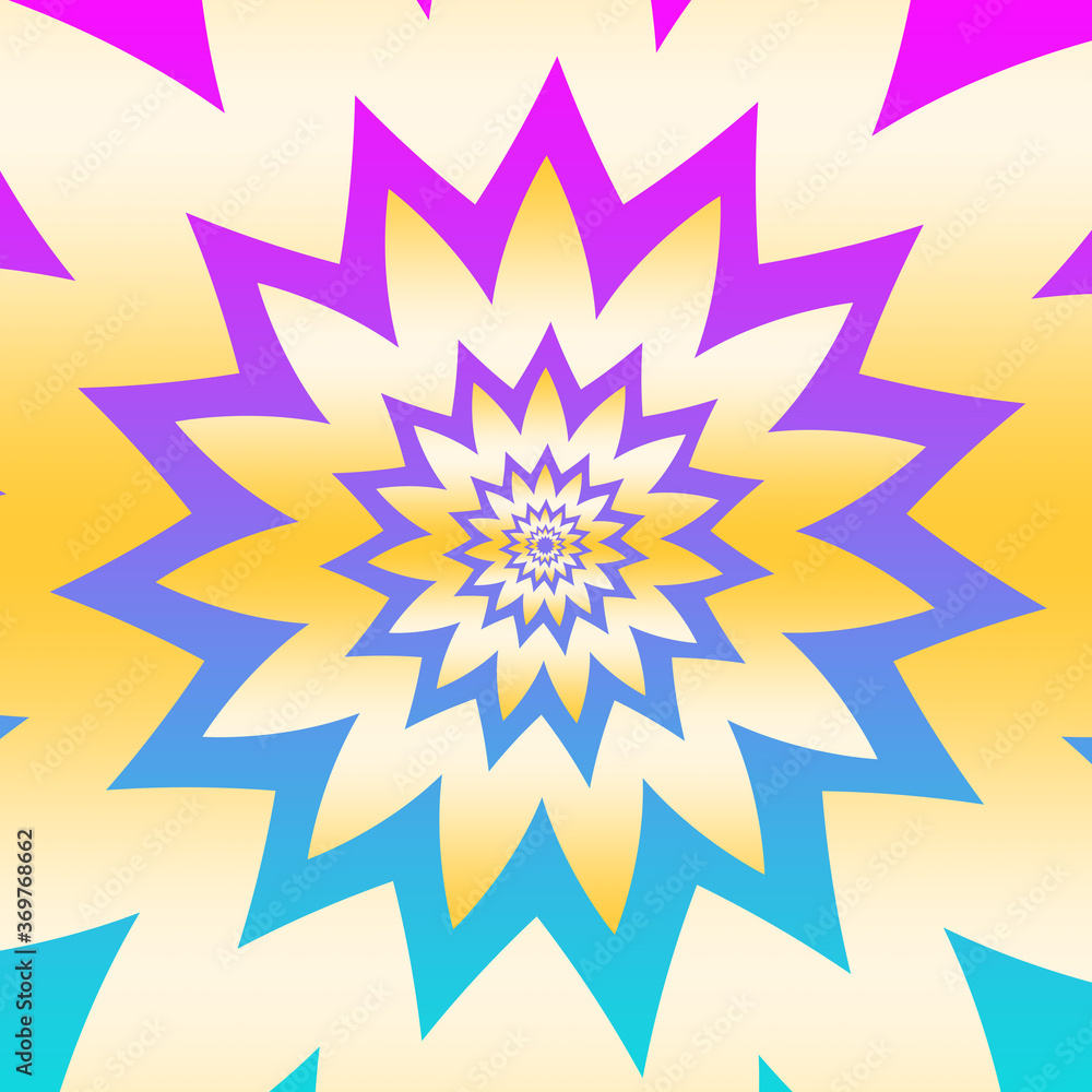 An abstract psychedelic repeating concentric flower shape background image. An abstract psychedelic repeating concentric flower shape background image.