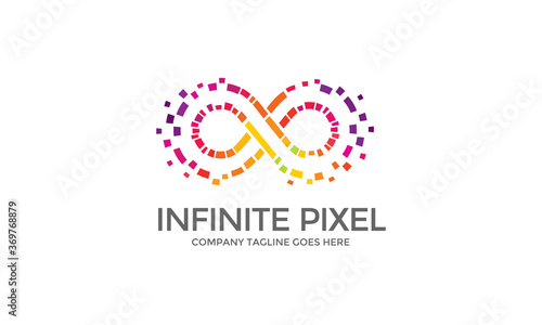 Colorful Infinity Pixel Logo Vector