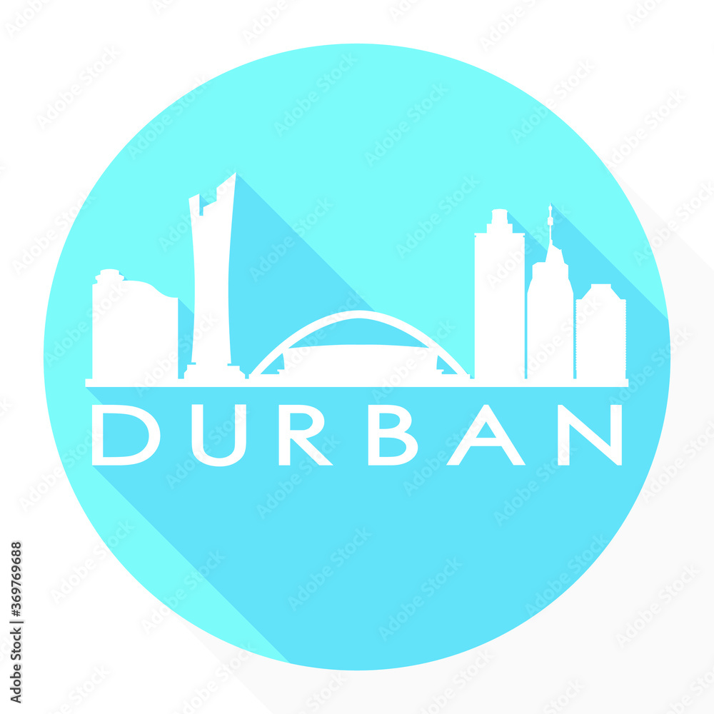 Durban South Africa Flat Icon Skyline Silhouette Design City Vector Art. Durban South Africa Flat Icon Skyline Silhouette Design City Vector Art.