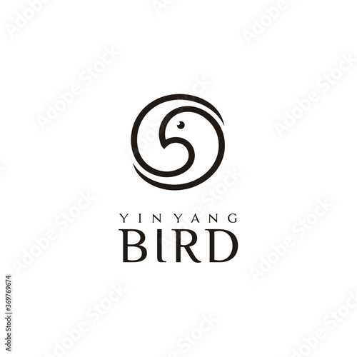 Artistic Beautiful Pigeon Dove Bird Head with Beauty Luxury Elegant Yin Yang style logo design