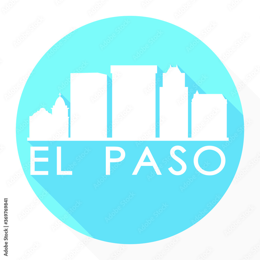 El Paso Texas Flat Icon Skyline Silhouette Design City Vector Art.