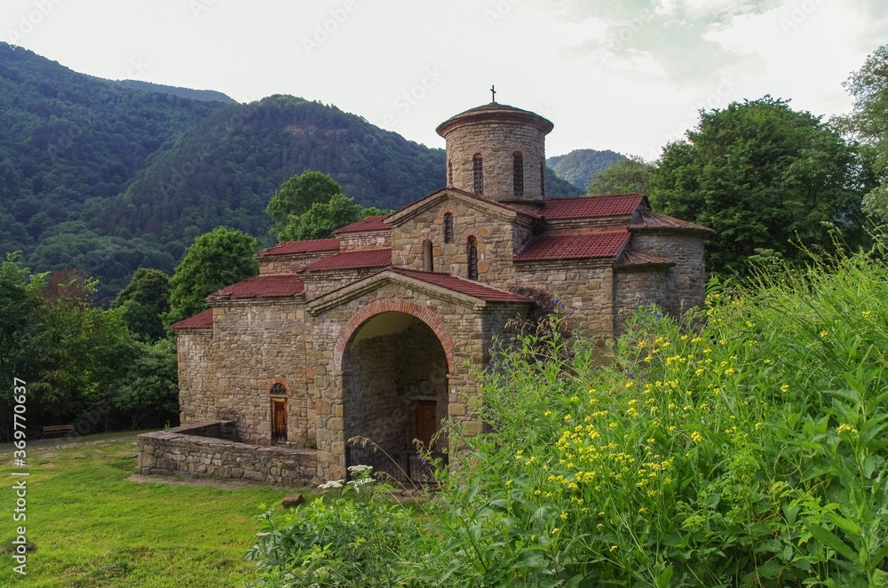 North Church. Served as Cathedral of Alanian Empire during 10th-13th centuries. Object of Cultural Heritage of Peoples of Russian. Karachay–Cherkessia, Nizhnearkhyzskoe gorodishche near Arkhyz