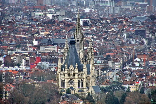 view of some parts of Brussels Belgium seen from the Atomium tower.