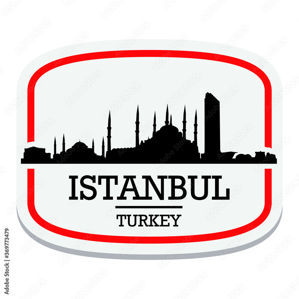 Istanbul Turkey Label Stamp Icon Skyline City Design Tourism.