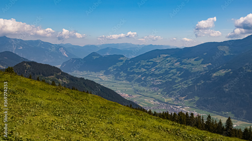 Beautiful alpine view at the famous Zillertaler Hoehenstrasse, Ried, Zillertal, Tyrol, Austria