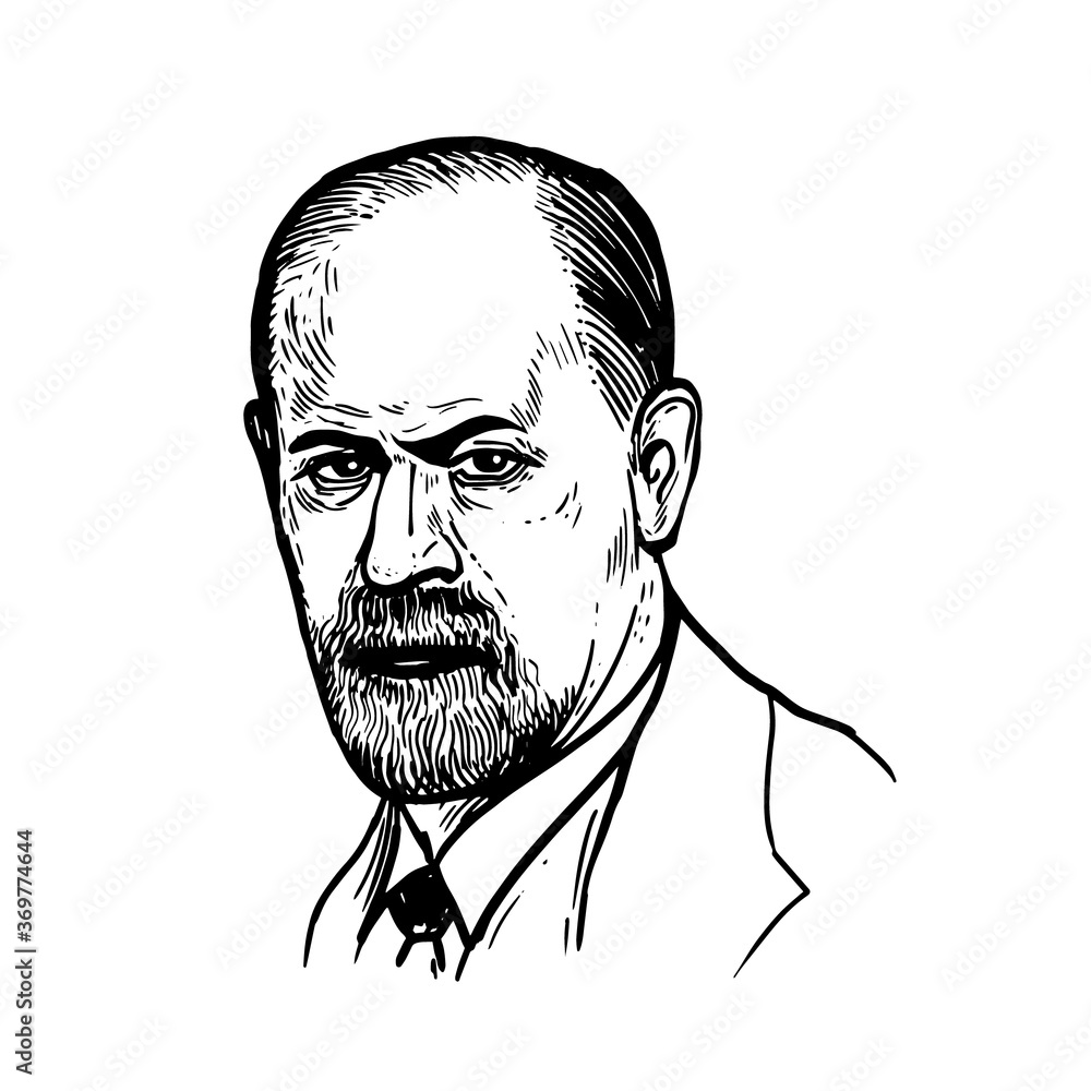 Sigmund Freud - father of psychoanalysis, portrait. Vector illustration Sigmund Freud - father of psychoanalysis, portrait. Vector illustration