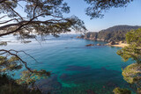 View of the picturesque bay. Azure water with boats and hidden beaches. Blanes. Costa Brava. Catalonia. Spain.