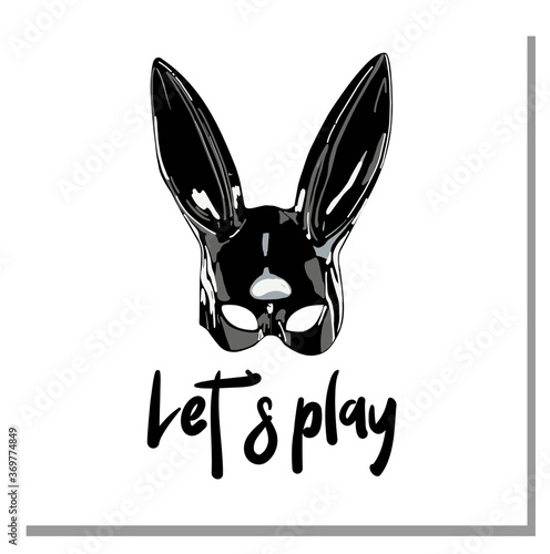 The game of a man and a woman. Rabbit mask latex. Vector illustration isolated.