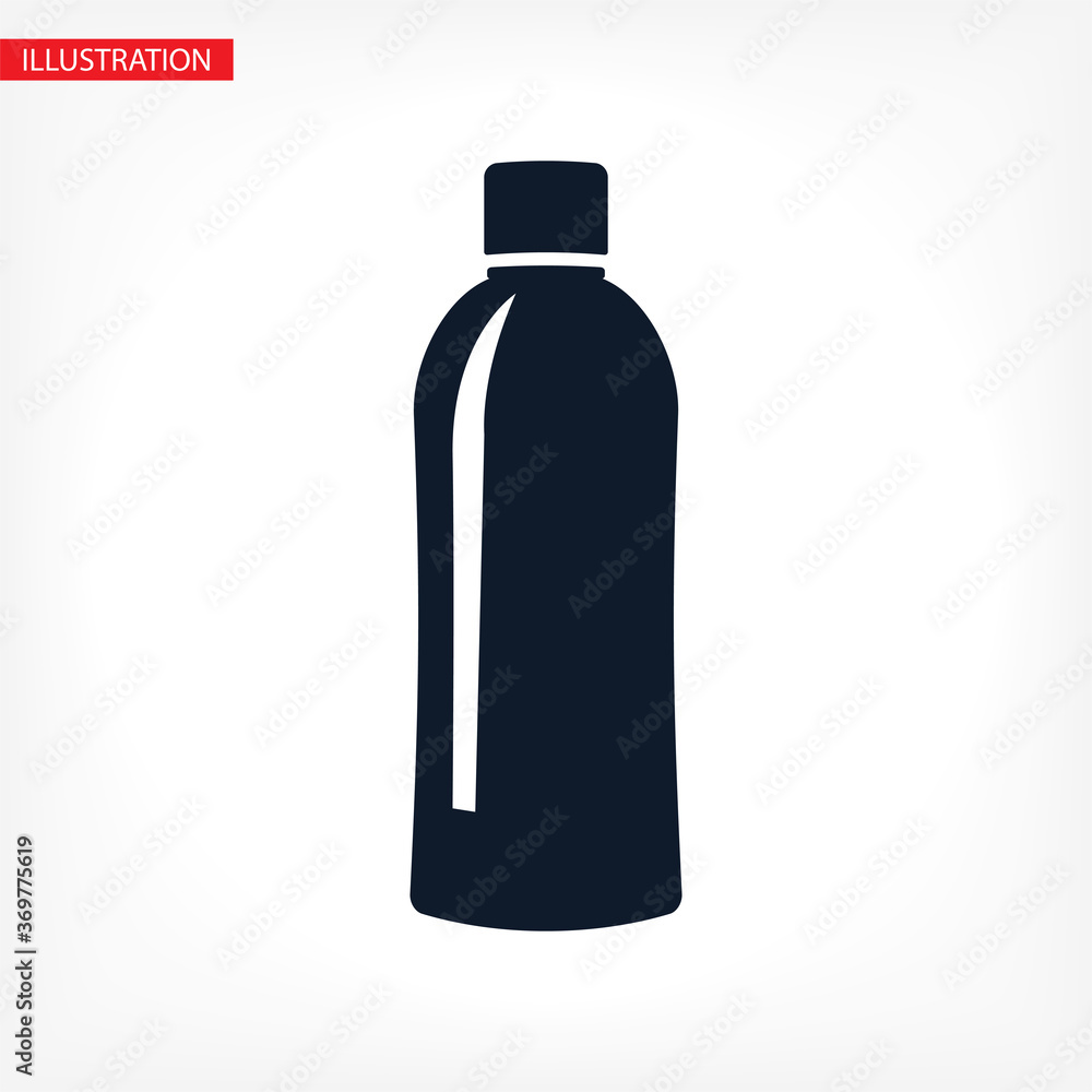 Plastic Bottle of Water. Flat Vector Icon illustration. Simple black symbol on white background Vector Icon. Plastic Bottle of Water sign design Vector Icon