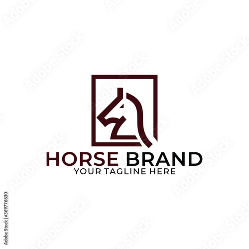 Simple Line Art Head Horse Illustration Symbol Modern Logo Vector.