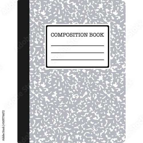 Composition Book - Composition notebook cover with copy space isolated on white background	