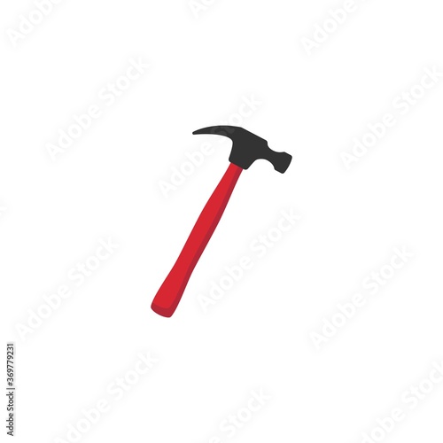 Red carpenter hammer. Handyman, locksmith, joiner claw hammer tool for repair and maintenance.
