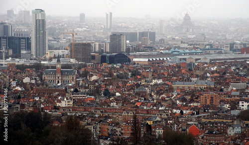 view of some parts of Brussels Belgium seen from the Atomium tower.