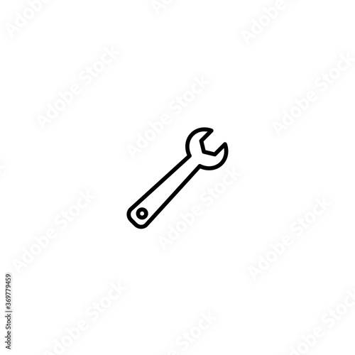 Black wrench or spanner silhouette icon isolated on white. house repair tool. Maintain, settings, support, fix button.