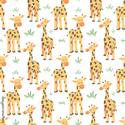 Vector seamless pattern with Couple giraffes, can be used as a print on children s clothing, vector eps 10 format