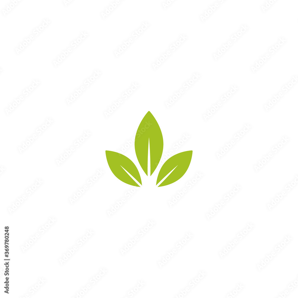 Two green leaves silhouette. Icon isolated on white.