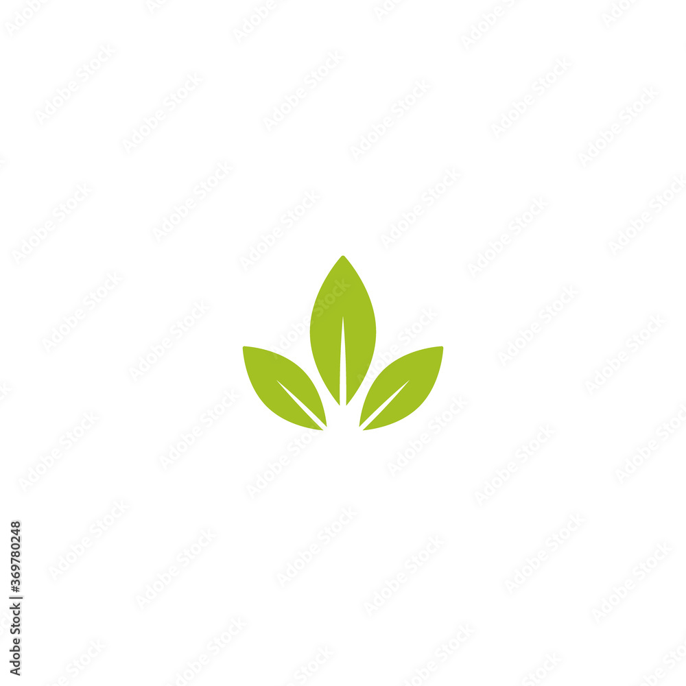 Two green leaves silhouette. Icon isolated on white. Two green leaves silhouette. Icon isolated on white.