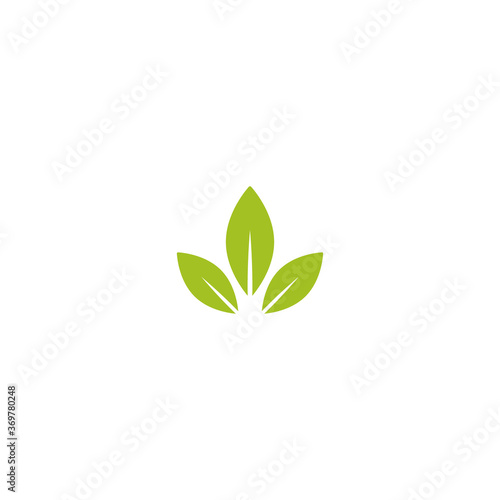 Two green leaves silhouette. Icon isolated on white.