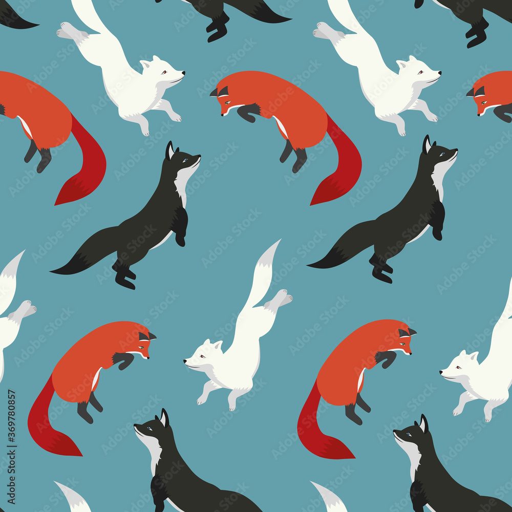 Obraz premium Seamless pattern of funny foxes