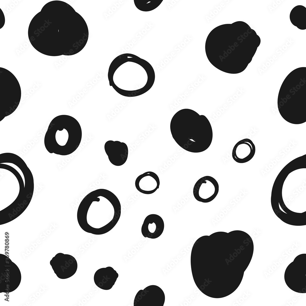 Doodle circles seamless pattern. Black dots texture background. Doodle circles seamless pattern. Black dots texture background.