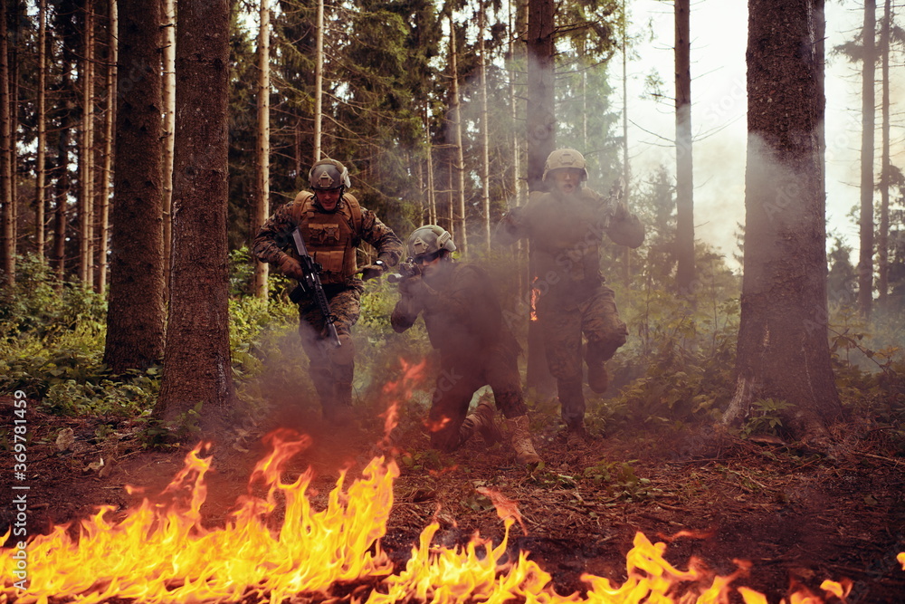 Modern warfare Soldiers Squad in battle Modern warfare Soldiers Squad in battle