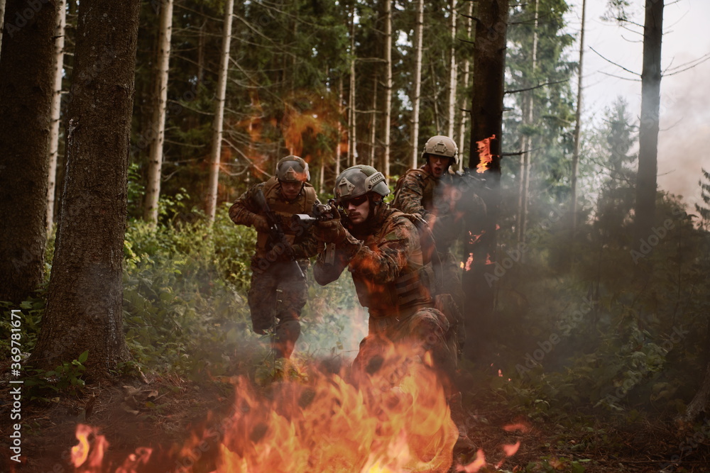 Modern warfare Soldiers Squad in battle Modern warfare Soldiers Squad in battle