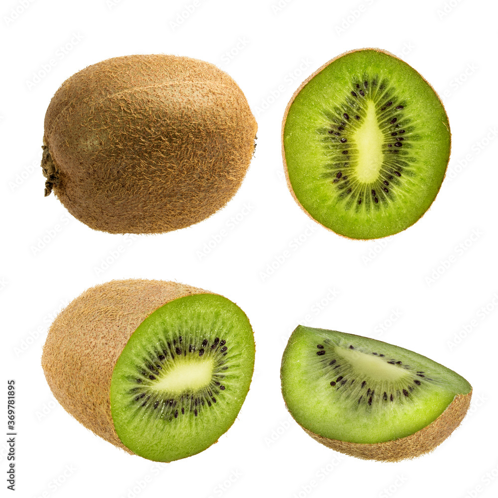 Fototapeta premium Fresh kiwi isolated on white background with clipping path