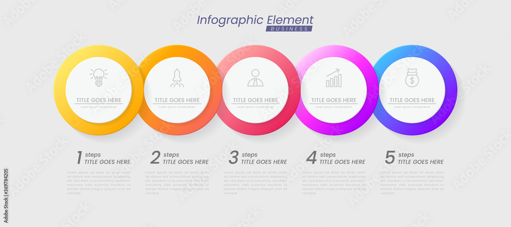 Fototapeta premium Infographic template with steps for success. presentation with line icons, organization element chart process template with editable text. options for brochure, diagram, workflow, timeline, web design