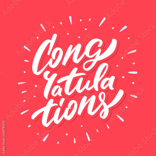 Congratulations. Vector hand drawn lettering card.