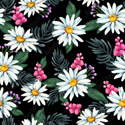 Floral pattern with camomiles. 
