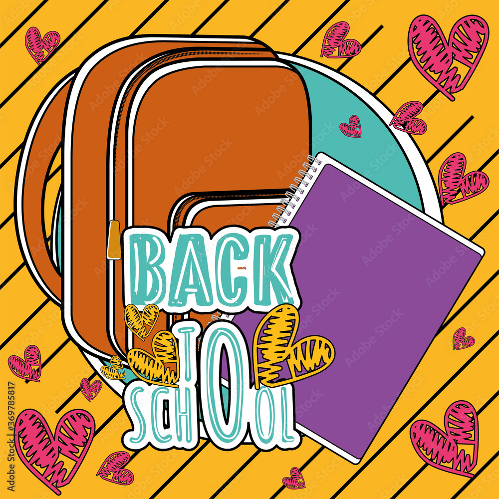 Back to school poster with school supplies - Vector
