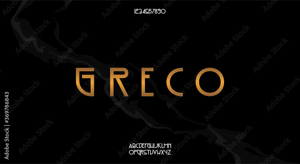 Greco, a classy vintage style typeface. Vector illustration font design - obrazy, fototapety, plakaty 