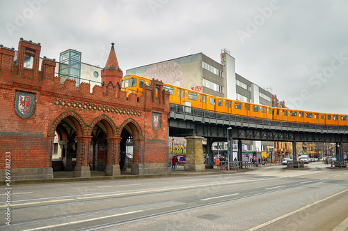 Germany. Berlin. Oberbaumbruckke Bridge over the Spree River in Berlin. February 17, 2018