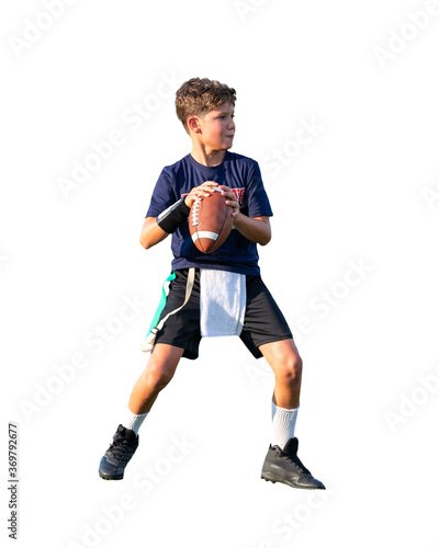 Young athletic boy playing in a flag football game © Joe