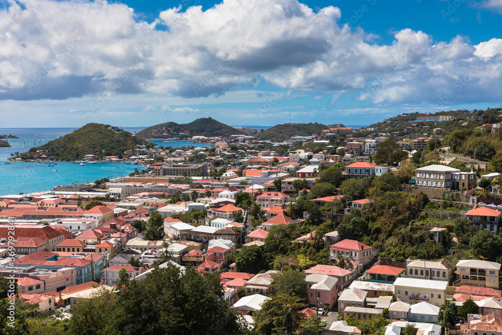 Fototapeta premium View of Charlotte Amalie, capital city of the U.S. Virgin Islands, Caribbean