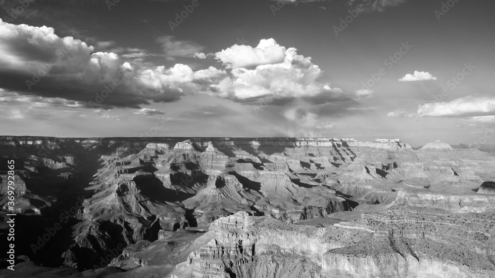 Grand canyon national park, south rim. Blue sky and white clouds in the background